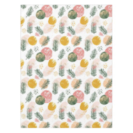 フェスティバルクリスマスグリーン、金ゴールド、ピンクのアクセント テーブルクロス