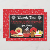 フェスティバルクリスマスケーキとクッキー誕生日 サンキューカード (正面/裏面)