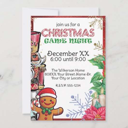 フェスティバルクリスマスゲームナイトパーティー 招待状 (正面)