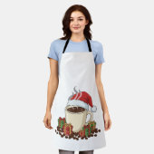 フェスティバルクリスマスコーヒーサンタハット | かわいい休日 エプロン (着用した状態)