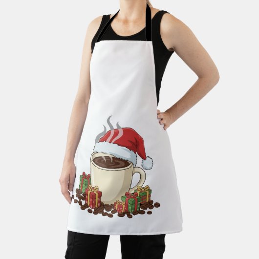 フェスティバルクリスマスコーヒーサンタハット | かわいい休日 エプロン (インサイチュ)