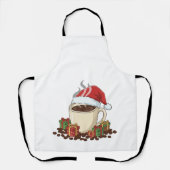 フェスティバルクリスマスコーヒーサンタハット | かわいい休日 エプロン (正面)