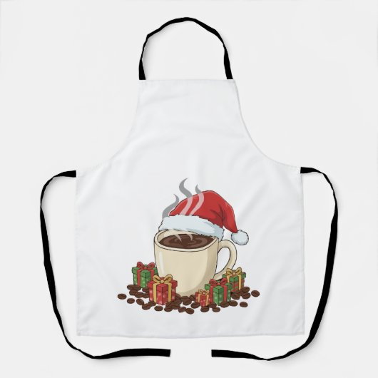 フェスティバルクリスマスコーヒーサンタハット | かわいい休日 エプロン (正面)