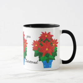 フェスティバルクリスマスコーヒーマグ，ポインセティアス マグカップ