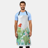 フェスティバルクリスマスサボテンとサンタハット&オーナメント エプロン (着用した状態)