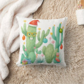 フェスティバルクリスマスサボテンとサンタハット&オーナメント クッション (ブランケット)