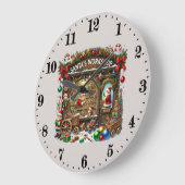 フェスティバルクリスマスサンタのワークショップ ラージ壁時計 (傾斜)