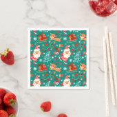 フェスティバルクリスマスサンタアンドトナカイ スタンダードカクテルナプキン (インサイチュ)