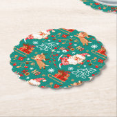 フェスティバルクリスマスサンタアンドトナカイ ペーパーコースター (アングル)