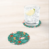 フェスティバルクリスマスサンタアンドトナカイ ペーパーコースター (インサイチュ)