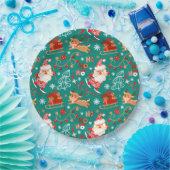 フェスティバルクリスマスサンタアンドトナカイ ペーパープレート (パーティー)