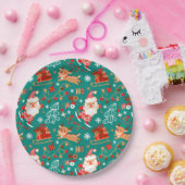 フェスティバルクリスマスサンタアンドトナカイ ペーパープレート (パーティー)