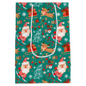 フェスティバルクリスマスサンタアンドトナカイ ミディアムペーパーバッグ (裏面)