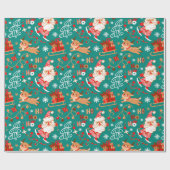 フェスティバルクリスマスサンタアンドトナカイ ラッピングペーパー (フラット)