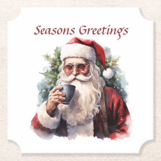フェスティバルクリスマスサンタウォーター色 ペーパーコースター (正面)