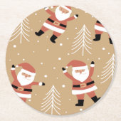 フェスティバルクリスマスサンタスノーイお祝い ラウンドペーパーコースター (正面)