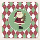 フェスティバルクリスマスサンタ紙コースター スクエアペーパーコースター (正面)