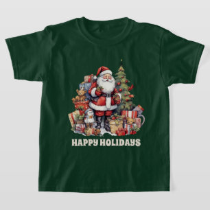 フェスティバルクリスマスサンタ追加文字の水色 Tシャツ