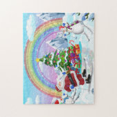 フェスティバルクリスマスサンタ雪だるまホリデイ ジグソーパズル (縦)