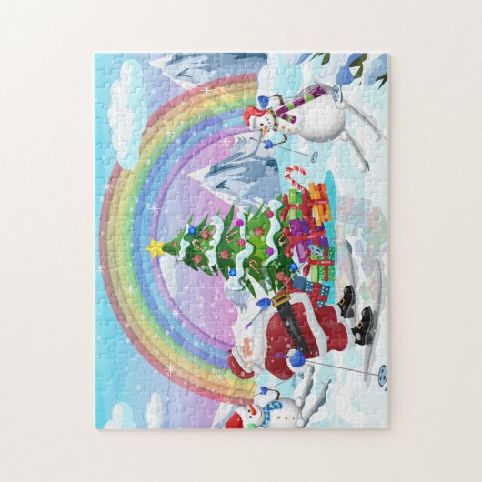 フェスティバルクリスマスサンタ雪だるまホリデイ ジグソーパズル (縦)