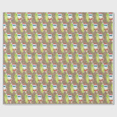 フェスティバルクリスマスサーファーサンタタイル模様 ラッピングペーパー (フラット)