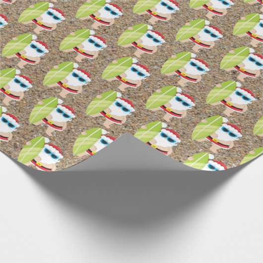 フェスティバルクリスマスサーファーサンタタイル模様 ラッピングペーパー (角)