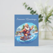 フェスティバルクリスマスサーフィンサンタアド文字ホリデイ シーズンポストカード (スタンド正面)