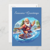フェスティバルクリスマスサーフィンサンタアド文字ホリデイ シーズンポストカード (正面/裏面)