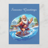 フェスティバルクリスマスサーフィンサンタアド文字ホリデイ シーズンポストカード (正面)