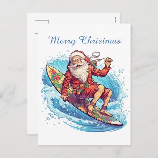 フェスティバルクリスマスサーフィンサンタアド文字 シーズンポストカード (正面/裏面)