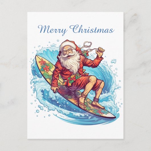 フェスティバルクリスマスサーフィンサンタアド文字 シーズンポストカード (正面)