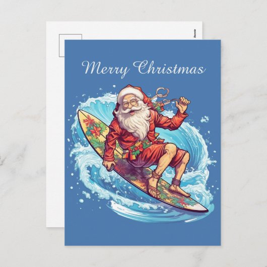 フェスティバルクリスマスサーフィンサンタアド文字 シーズンポストカード (正面/裏面)