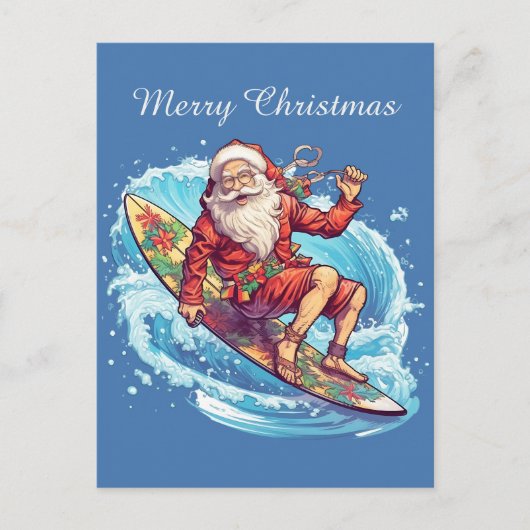 フェスティバルクリスマスサーフィンサンタアド文字 シーズンポストカード (正面)