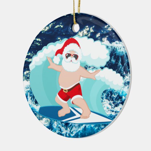 フェスティバルクリスマスサーフィンサンタアド気持ち セラミックオーナメント (左)