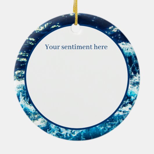 フェスティバルクリスマスサーフィンサンタアド気持ち セラミックオーナメント (裏面)