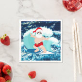 フェスティバルクリスマスサーフィンサンタビーチ スタンダードカクテルナプキン (インサイチュ)