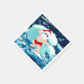 フェスティバルクリスマスサーフィンサンタビーチ スタンダードカクテルナプキン (角)