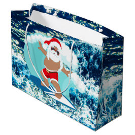 フェスティバルクリスマスサーフィンサンタホリデイ ラージペーパーバッグ