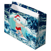 フェスティバルクリスマスサーフィンサンタホリデーラージギフト ラージペーパーバッグ (正面アングル)