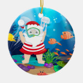 フェスティバルクリスマスシュノーケリングサンタ セラミックオーナメント (正面)