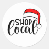 フェスティバルクリスマスショップ地元のワードアート ラウンドシール (正面)