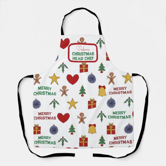 フェスティバルクリスマスシンボル名シェフ エプロン (正面)