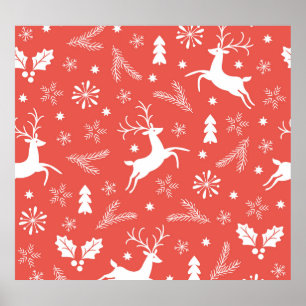 フェスティバルクリスマスシームレスパターン ポスター