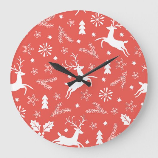 フェスティバルクリスマスシームレスパターン ラージ壁時計 (正面)