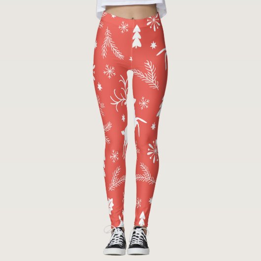 フェスティバルクリスマスシームレスパターン レギンス (正面)