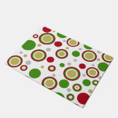 フェスティバルクリスマスジオメトリックサークルレッドグリーン金ゴールド ドアマット (アングル)