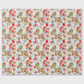 フェスティバルクリスマスジャングル動物パーティー ラッピングペーパー (フラット)