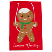 フェスティバルクリスマスジンジャーパン追加文字 ミディアムペーパーバッグ (正面)