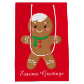 フェスティバルクリスマスジンジャーパン追加文字 ミディアムペーパーバッグ (裏面)