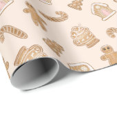 フェスティバルクリスマスジンジャーブレッドのクッキーパターンをタイル ラッピングペーパー (ロールコーナー)